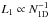 Mathematical equation: \hbox{$L_1\propto N_{\rm 1D}^{-1}$}