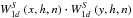 Mathematical equation: \hbox{$W_{1d}^S~(x,h,n)\cdot W_{1d}^S~(y,h,n)$}