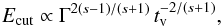 Mathematical equation: \begin{equation} E_{\rm cut}\propto \Gamma^{2(\index-1)/(\index+1)}\,t_{\rm v}^{-2/(\index+1)} \label{eq:Ecut} , \end{equation}