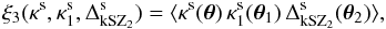 Mathematical equation: \begin{equation} \xi_3(\kappa^{\rm s},\kappa^{\rm s}_1,\Delta^{\rm s}_{\rm kSZ_2}) = \langle \kappa^{\rm s}(\vec\theta) \, \kappa^{\rm s}_1(\vec\theta_1) \, \Delta^{\rm s}_{\rm kSZ_2}(\vec\theta_2) \rangle , \label{xi3-lens-lens-kSZ} \end{equation}