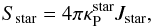 Mathematical equation: \appendix \setcounter{section}{1} \begin{equation} S_{\text{star}} = 4\pi \kappa_{\text{P}}^{\text{star}} J_{\text{star}}, \end{equation}