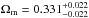 Mathematical equation: \hbox{$\Omega_{\rm m}=0.331^{+0.022}_{-0.022}$}