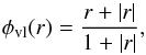 Mathematical equation: \begin{equation} \phi_{\mathrm{vl}}(r) = \frac{r + |r|}{1+|r|}, \end{equation}