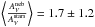 Mathematical equation: \hbox{$\left\langle \frac{A_{V}^{\rm neb}}{A_{V}^{\rm stars}} \right\rangle = 1.7 \pm 1.2$}