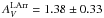 Mathematical equation: \hbox{$A_{V}^{\rm LArr} = 1.38 \pm 0.33$}
