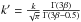 Mathematical equation: \hbox{$k'=\frac{k}{\sqrt{\pi}}\frac{\Gamma{(3\beta)}}{\Gamma{(3\beta-0.5)} }$}