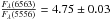 Mathematical equation: \hbox{$\frac{F_{\lambda}(6563)}{F_{\lambda}(5556)} = 4.75 \pm 0.03$}