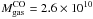 Mathematical equation: \hbox{$M_{\rm gas}^{\rm CO}=2.6\times10^{10}$}