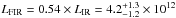 Mathematical equation: \hbox{$L_{\rm FIR} = 0.54 \times L_{\rm IR} = 4.2^{+1.3}_{-1.2}\times10^{12}$}