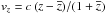 Mathematical equation: \hbox{$v_z=c \, (z-\overline{z})/(1+\overline{z})$}