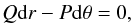 Mathematical equation: \begin{eqnarray} Q{\rm d}r-P{\rm d}\theta = 0, \label{new_eq4} \end{eqnarray}