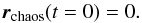 Mathematical equation: \begin{equation} \label{eq:r_chaos_time_0} \vec{r}_{\mathrm{chaos}}(t=0) = {0} . \end{equation}