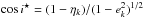 Mathematical equation: \hbox{$\cos i^\star = (1-\eta_k)/(1-e_k^2)^{1/2}$}