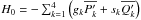 Mathematical equation: \hbox{$H_0 = - \sum_{k=1}^{4} \left( g_k \overline{P'_k} + s_k \overline{Q'_k} \right)$}