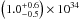 Mathematical equation: \hbox{$\left(1.0^{+0.6}_{-0.5}\right)\times10^{34}$}