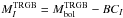 Mathematical equation: \hbox{$M_{I}^{\rm TRGB}=M_{\rm bol}^{\rm TRGB} - BC_I$}