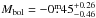 Mathematical equation: \hbox{$M_{\rm bol}=-0\fm45^{+0.26}_{-0.46}$}