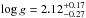 Mathematical equation: \hbox{$\log g=2.12^{+0.17}_{-0.27}$}