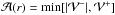 Mathematical equation: \hbox{$\mathcal{A}(r)=\mathrm{min}[|\mathcal{V}^-|,\mathcal{V}^+]$}