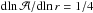 Mathematical equation: \hbox{$\mathrm{d}\!\ln{\mathcal{A}}/\mathrm{d}\!\ln{r}=1/4$}