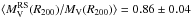 Mathematical equation: \hbox{$\langle M_{\rm V}^{\rm RS}(R_{200})/M_{\rm V}(R_{200})\rangle=0.86\pm0.04$}