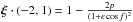 Mathematical equation: \hbox{$\bm{\xi}\cdot(-2,1)=1-\frac{2p}{(1+e\cos f)^2}$}
