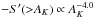 Mathematical equation: \hbox{$-S'({>}A_K) \propto A_K^{-4.0}$}