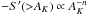 Mathematical equation: \hbox{$-S'({>}A_K) \propto A_K^{-n}$}