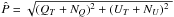 Mathematical equation: \hbox{$\hat{P} = \sqrt{(Q_T+N_Q)^2 + (U_T+N_U)^2\ }$}