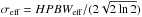 Mathematical equation: \hbox{$\sigma_{\rm eff} = HPBW_{\rm eff}/(2\sqrt{2\ln{2}})$}