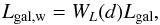 Mathematical equation: \appendix \setcounter{section}{1} \begin{equation} L_{\mathrm{gal,w}}=W_L(d)L_{\mathrm{gal}}, \end{equation}
