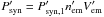 Mathematical equation: \hbox{$P_{\rm syn}' = P_{\rm syn,1}'n_{\rm em}'V_{\rm em}'$}