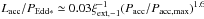 Mathematical equation: \hbox{$L_{\rm acc}/P_{\rm Edd*} \simeq 0.03\xi_{\rm ext,-1}^{-1}(P_{\rm acc}/P_{\rm acc,max})^{1.6}$}