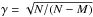 Mathematical equation: \hbox{$ \gamma = \sqrt{N/(N-M)}$}