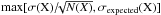 \hbox{$\rm max[\sigma(X)/\!\!\sqrt{N(X)},\sigma_{\rm expected}(X)]$}