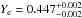 \hbox{$Y_{\rm e}=0.447^{+0.002}_{-0.002}$}