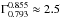 \hbox{$\Gamma^{0.855}_{0.793} \approx 2.5$}