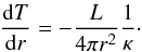 \appendix \setcounter{section}{1} \begin{eqnarray*} \frac{{\rm d}T}{{\rm d}r} = - \frac{L}{4\pi r^2} \frac{1}{\kappa}\cdot \end{eqnarray*}