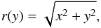 \appendix \setcounter{section}{1} \begin{equation} r(y) = \sqrt{x^2+y^2} , \end{equation}