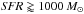 \hbox{${\it SFR}\gtrapprox1000\,M_\odot$}