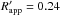 \hbox{$R^\prime_{\rm app} = 0.24$}