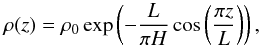 \begin{equation} \rho(z)=\rho_0\exp\left(-\frac{L}{\pi H}\cos\left(\frac{\pi z}{L}\right)\right), \label{eq:dens_prof} \end{equation}