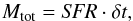 \begin{equation} \label{eq:SFR*deltat} M_{\mathrm{tot}}={\it SFR}\cdot \delta t, \end{equation}