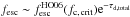 \hbox{$f_{\mrm{esc}}\sim f_{\mrm{esc}}^{\mrm{HO06}}(\fccrit){\rm e}^{-\tau_{\mrm{d,total}}}$}