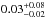 \hbox{$0.03^{+0.08}_{-0.02}$}