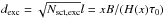 \hbox{$d_{\mrm{exc}}= \sqrt{N_{\mrm{sct, exc}}} l = x B/(H(x) \tau_0)$}
