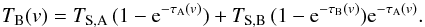 \appendix \setcounter{section}{1} \begin{equation} \label{Tb_overlap_2} T_{\rm B}(v) = T_{\rm S,A}\,(1-{\rm e}^{-\tau_{\rm A}(v)}) + T_{\rm S,B}\,(1-{\rm e}^{-\tau_{\rm B}(v)}) {\rm e}^{-\tau_{\rm A}(v)}. \end{equation}