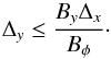 \begin{equation} \label{upperbound} \Delta_y \le \frac{B_y \Delta_x}{B_{\phi}}\cdot \end{equation}