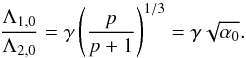 \begin{equation} \frac{\Loz}{\Ltz}=\gamma\left(\frac{p}{p+1}\right)^{1/3}=\gamma\sqrt{\alpha_0}. \end{equation}