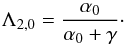 \begin{equation} \Ltz=\frac{\alpha_0}{\alpha_0+\gamma}\cdot \end{equation}